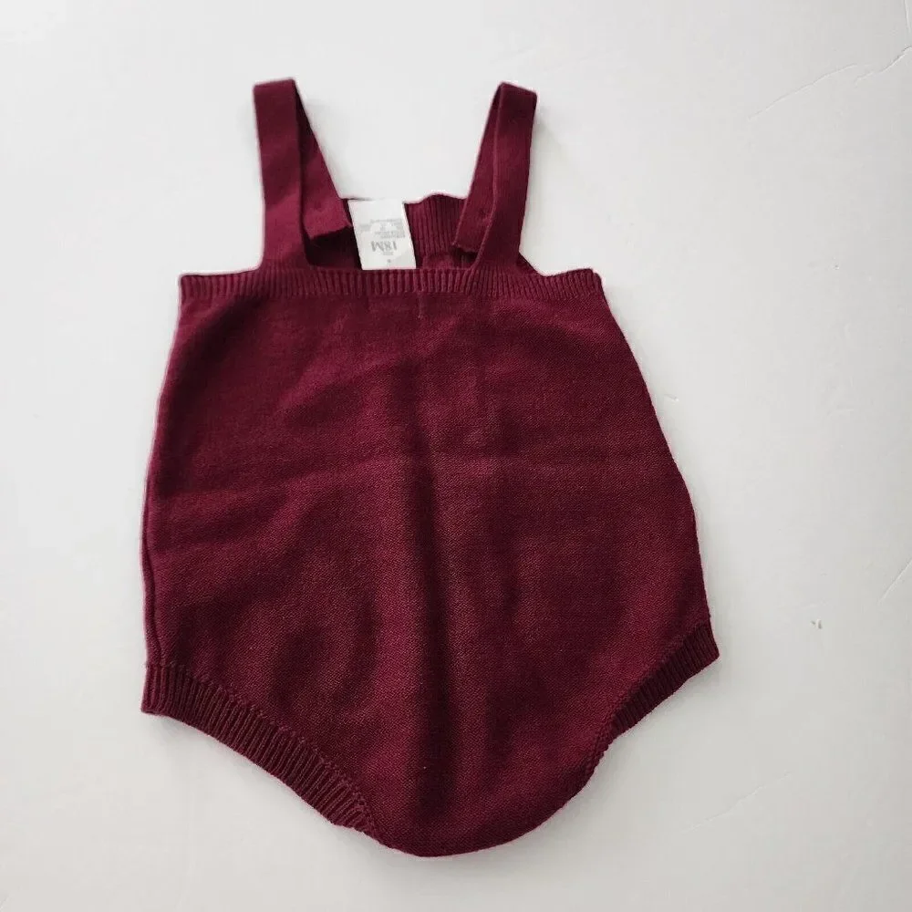 Cat & Jack - Size 18Mths - Baby Girls Knit Bodysuit Romper Only‎ In Maroon